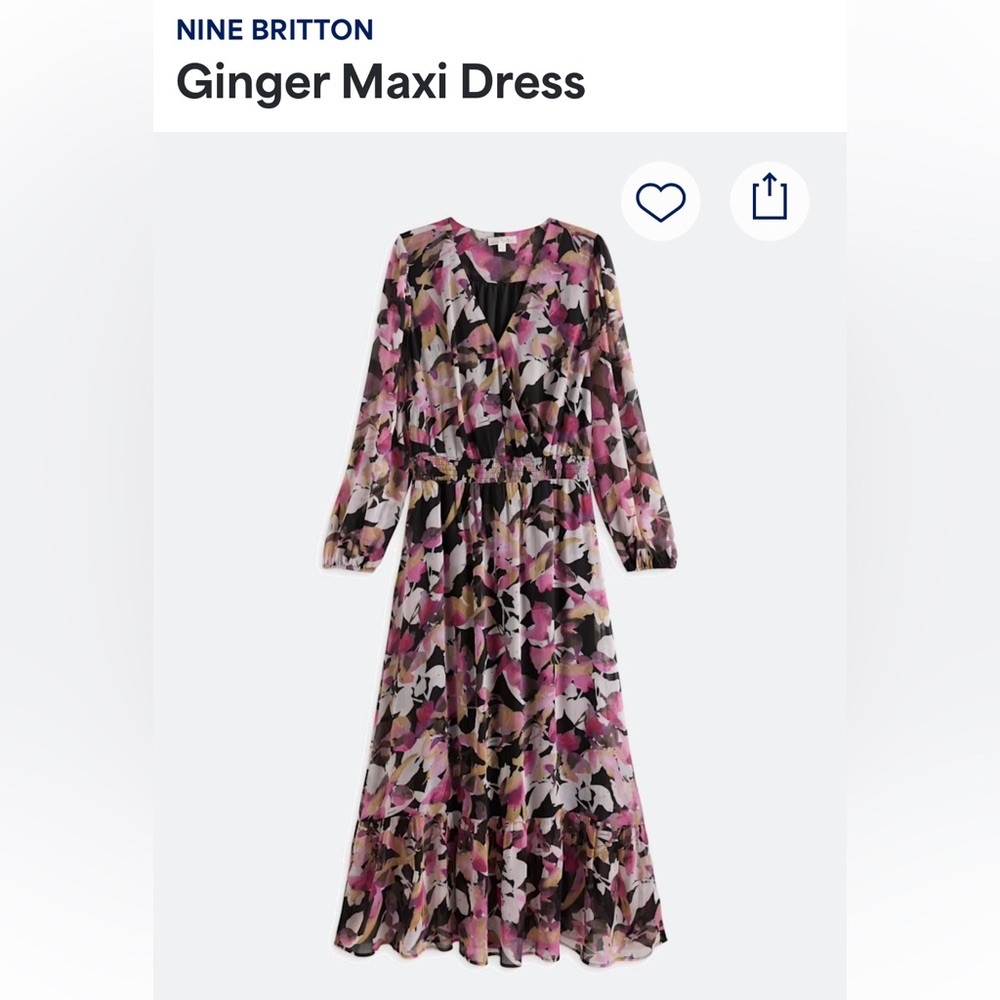 Stitch Fix NWT - Nine Britton Long Sleeve Floral Dress - Pink and Black